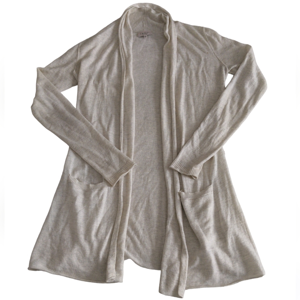 T. Babaton XS Linen Wool Blend Open Front Long Sleeve Sweater
